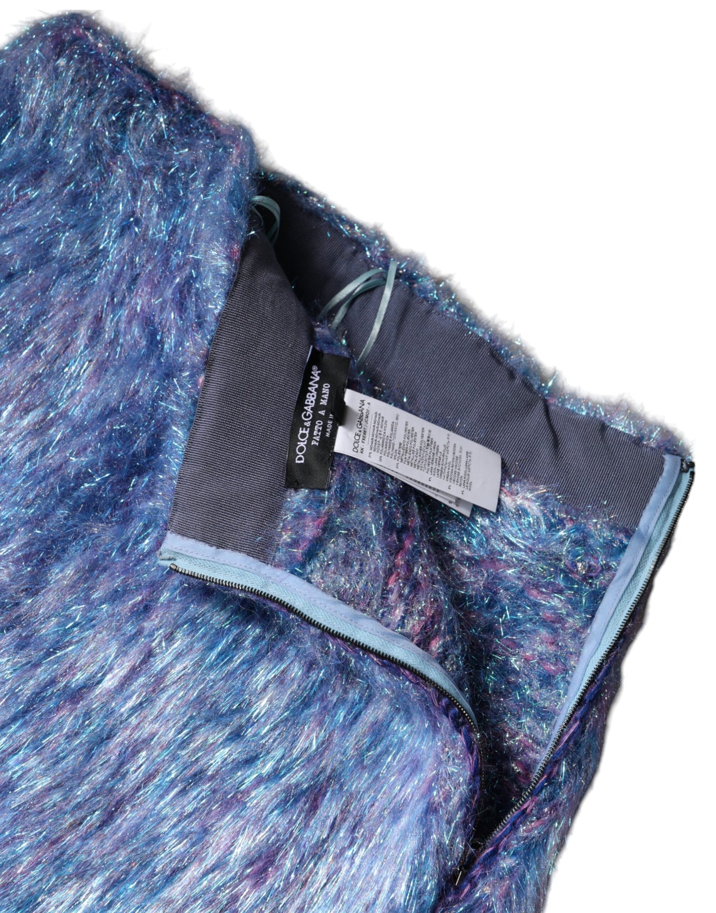 Dolce & Gabbana flerfarget plysjstoff miniskjørt med høy midje