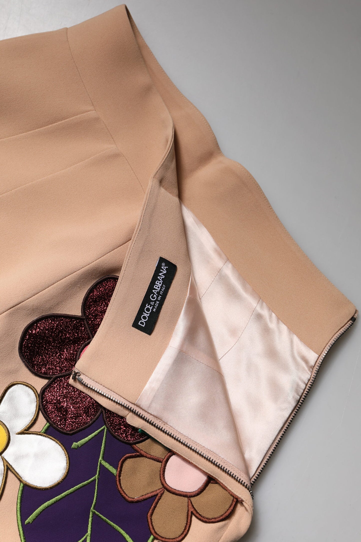 Dolce & Gabbana Beige blommig pennkjol med hög midja