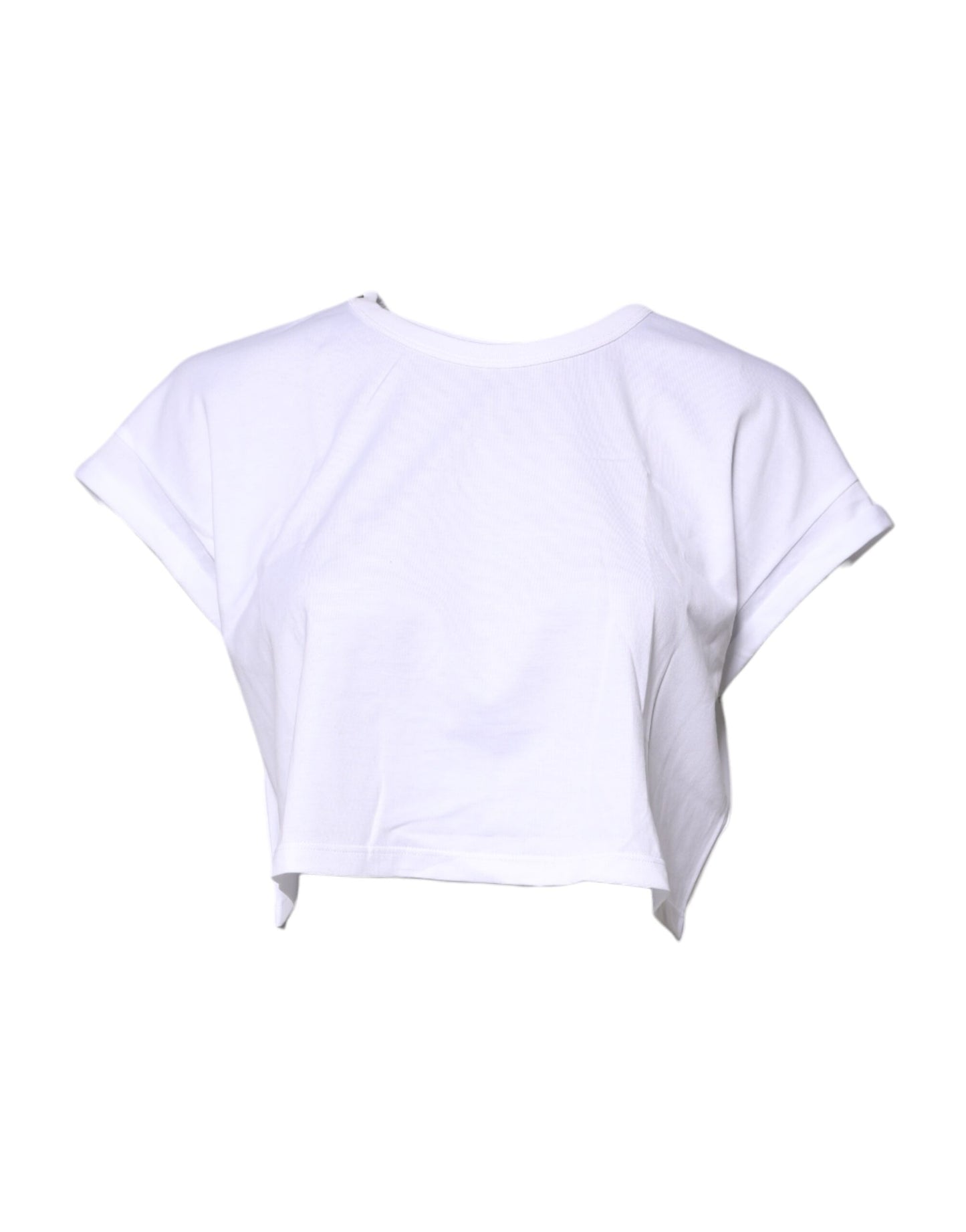 Dolce & Gabbana Vit bomulls-t-shirt med rund halsringning och kort topp