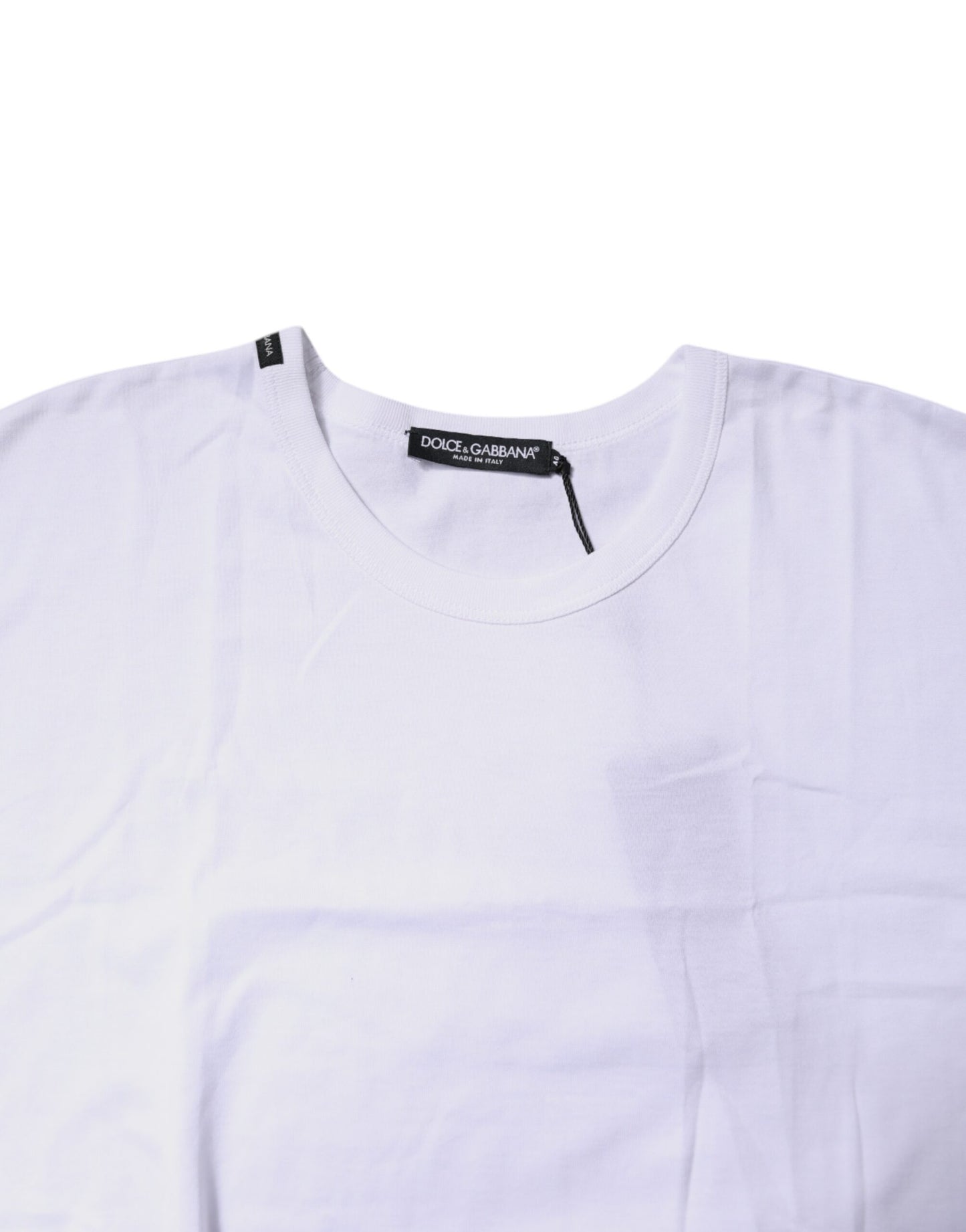 Dolce & Gabbana Vit bomulls-t-shirt med rund halsringning och kort topp