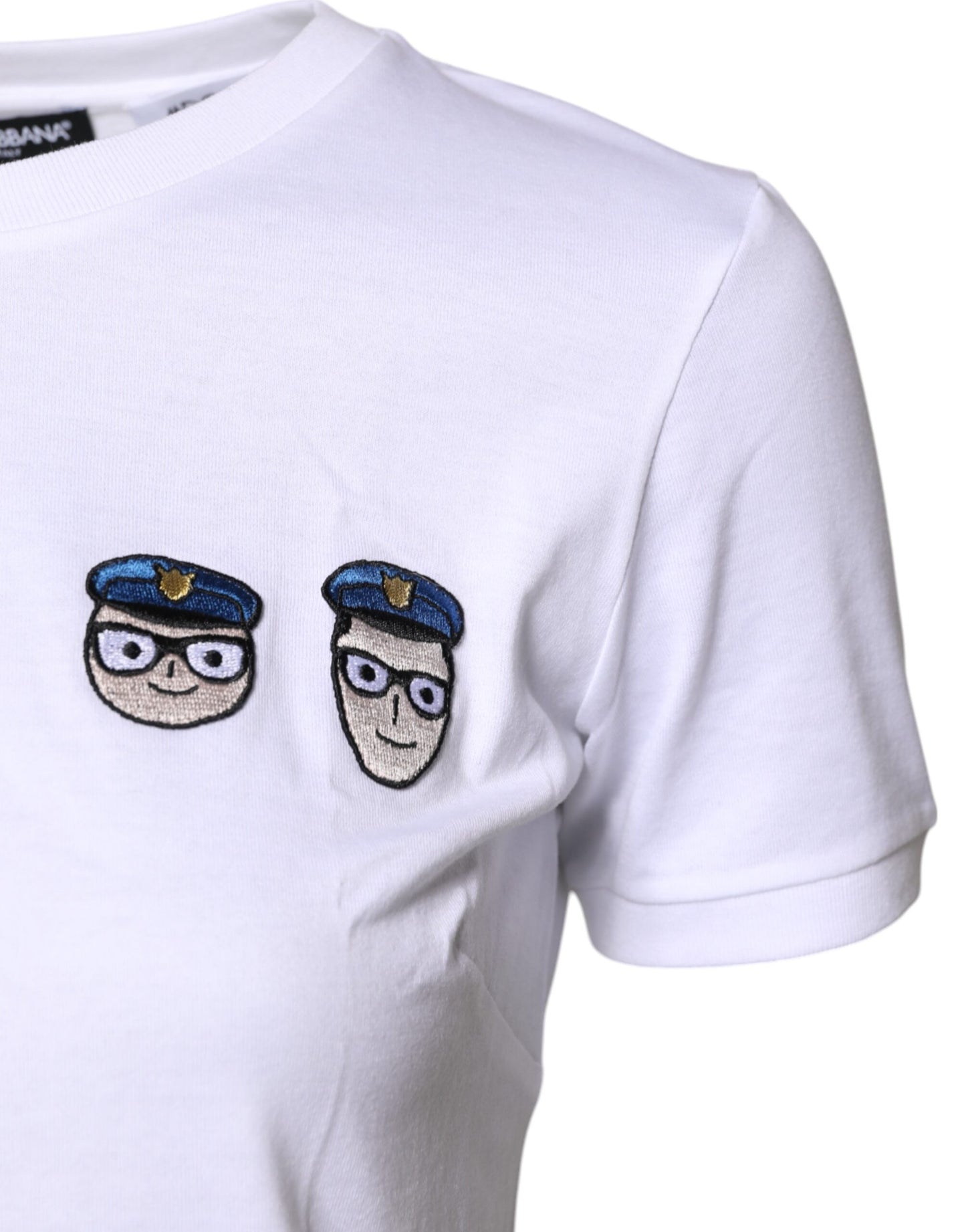 Dolce & Gabbana Vit #DGFamily Bomulls-T-shirt Med Rund Hals
