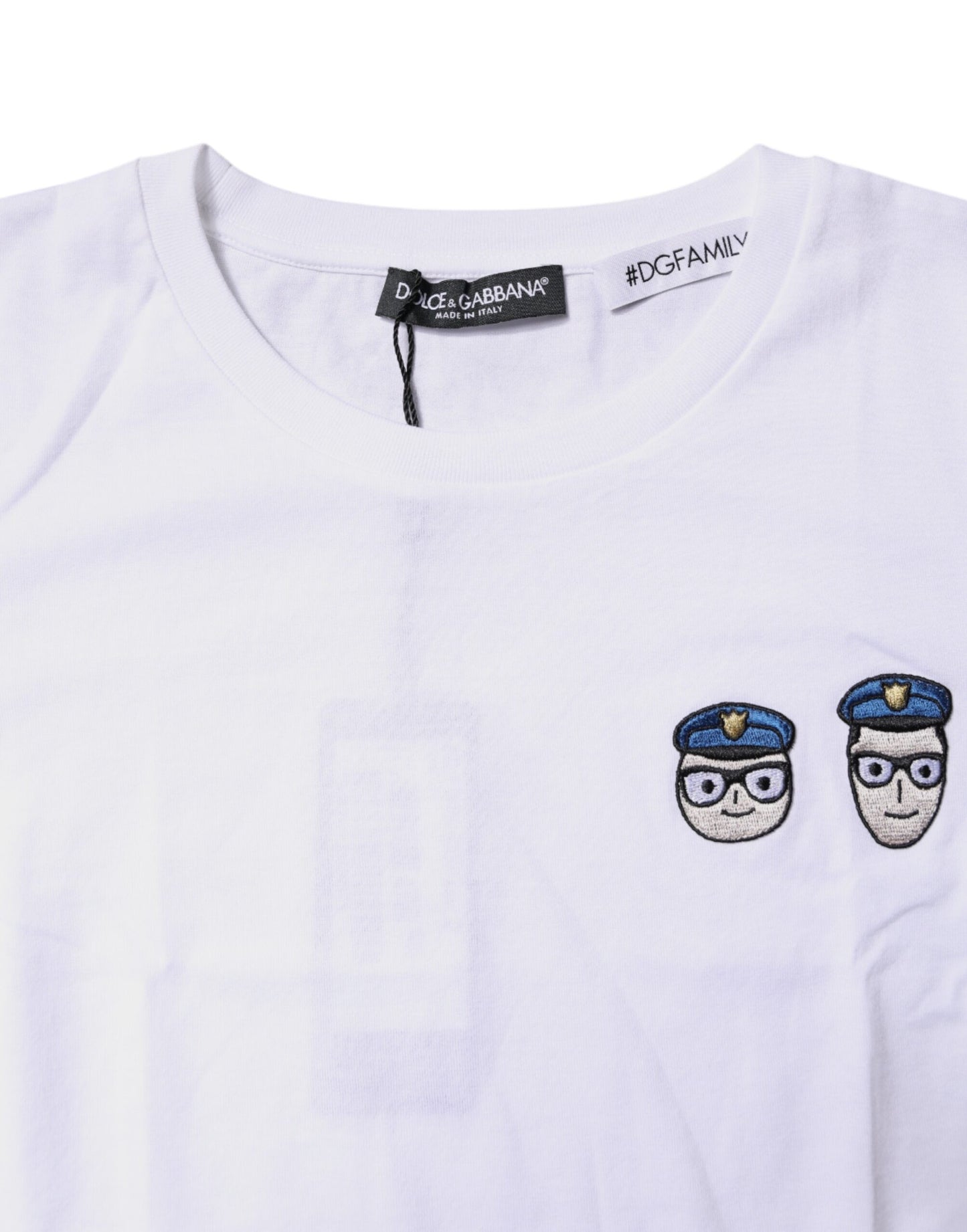 Dolce & Gabbana Vit #DGFamily Bomulls-T-shirt Med Rund Hals