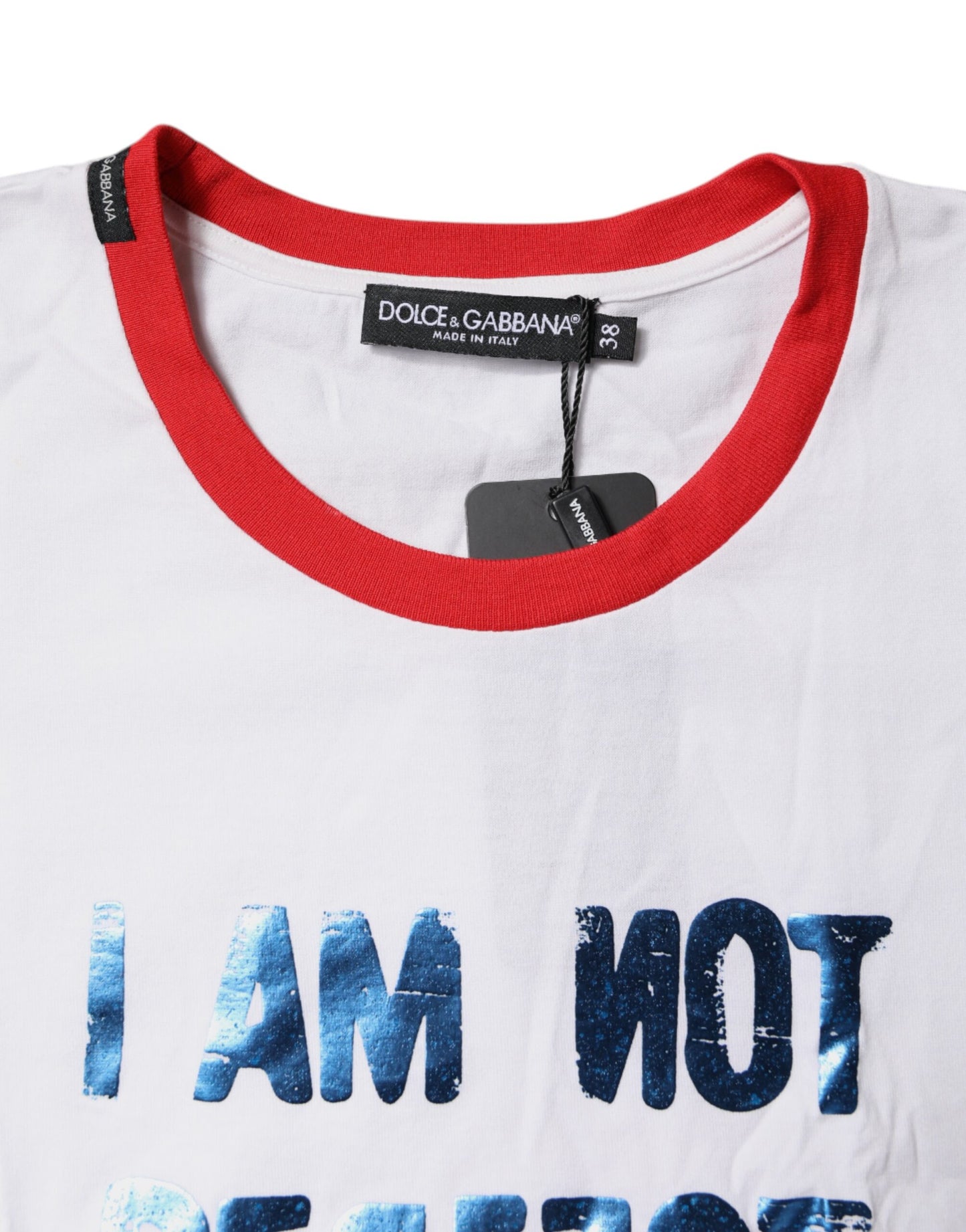 Dolce & Gabbana Vit T-shirt med rund hals och grafiskt tryck i bomull