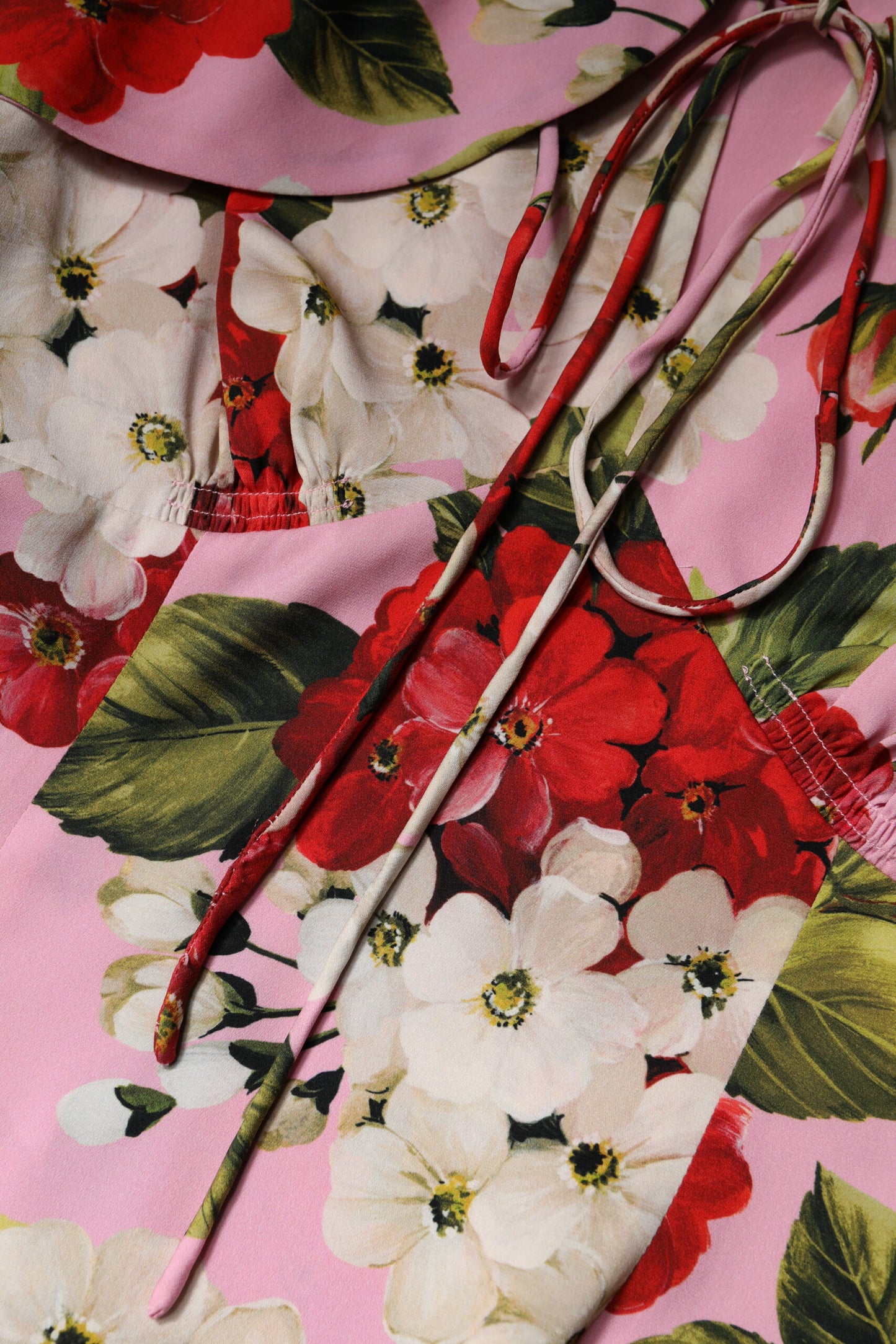 Dolce & Gabbana Rosa Blommig Sidenblus Kortärmad