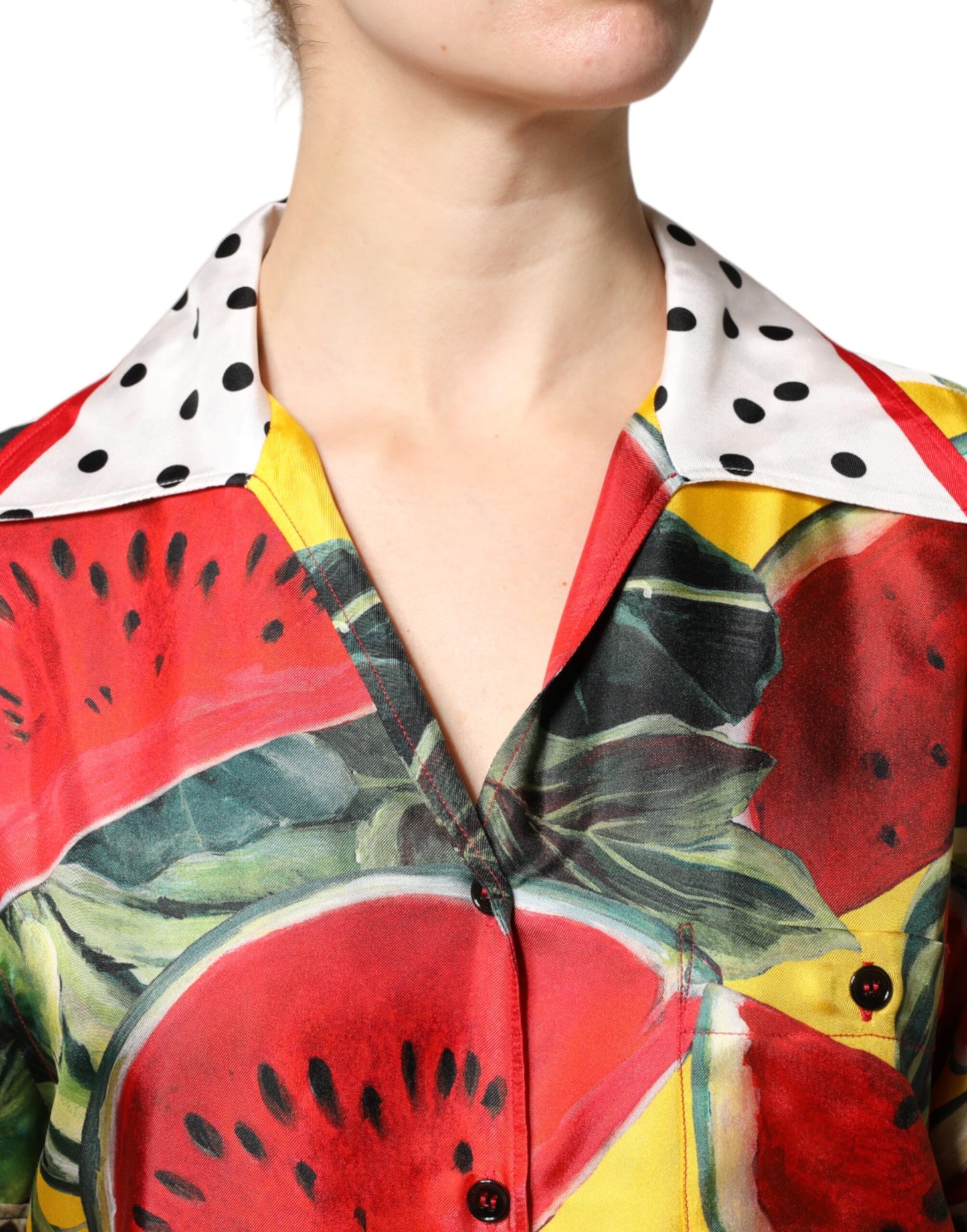 Dolce & Gabbana Flerfarget Vannmelon Krage Skjortopp