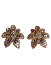 Dolce & Gabbana – Örhängen i guldmässing med lila blomformade kristaller