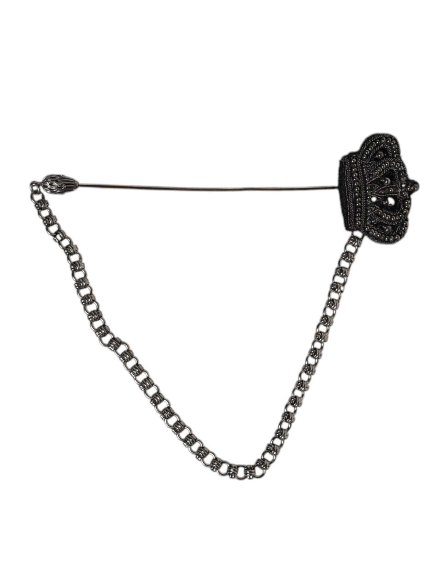 Dolce & Gabbana Silverfärgad Mässingskronakedja Dambrosch Kavajnål