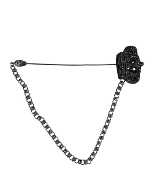 Dolce & Gabbana Silverfärgad Mässingskronakedja Dambrosch Kavajnål