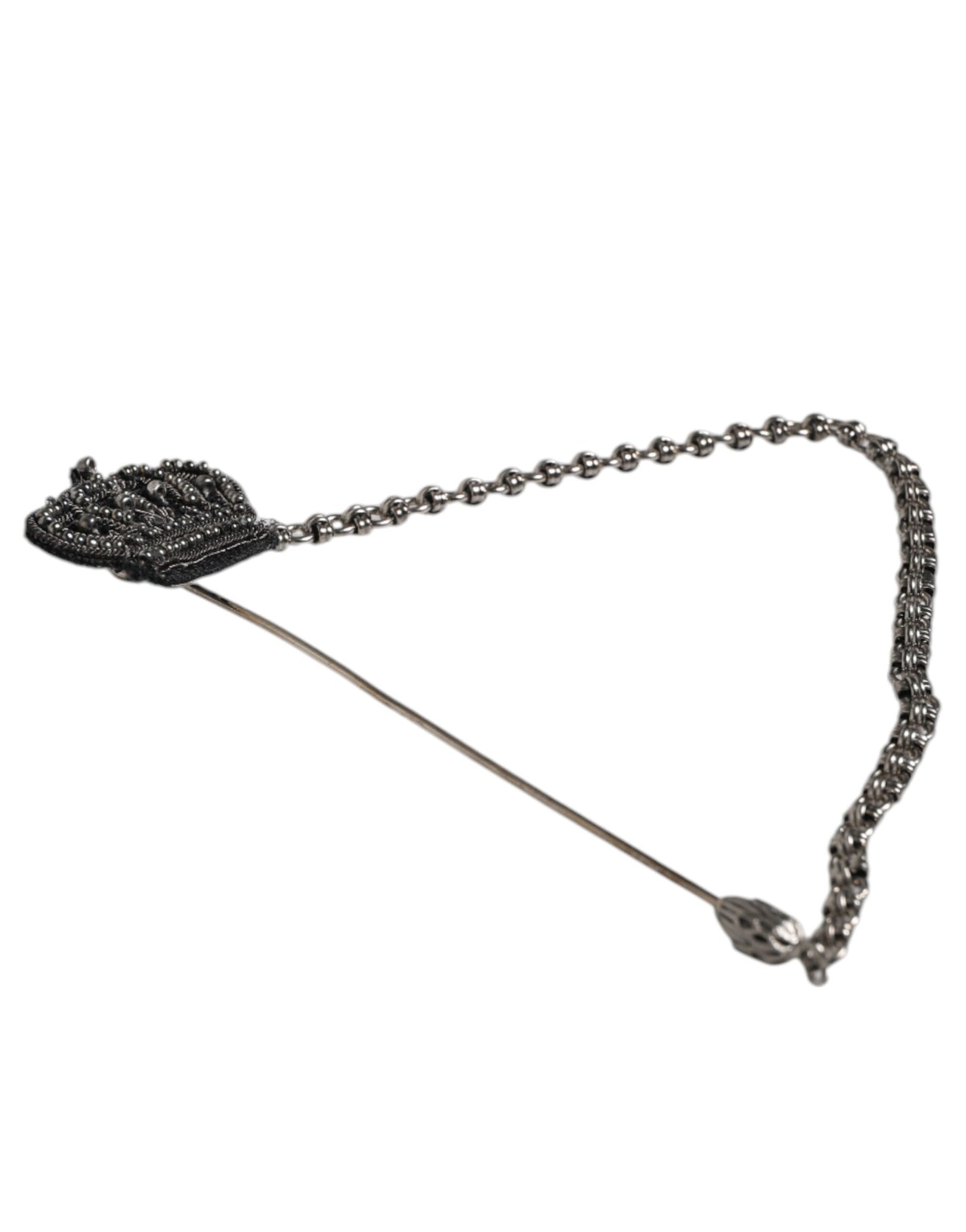 Dolce & Gabbana Silverfärgad Mässingskronakedja Dambrosch Kavajnål