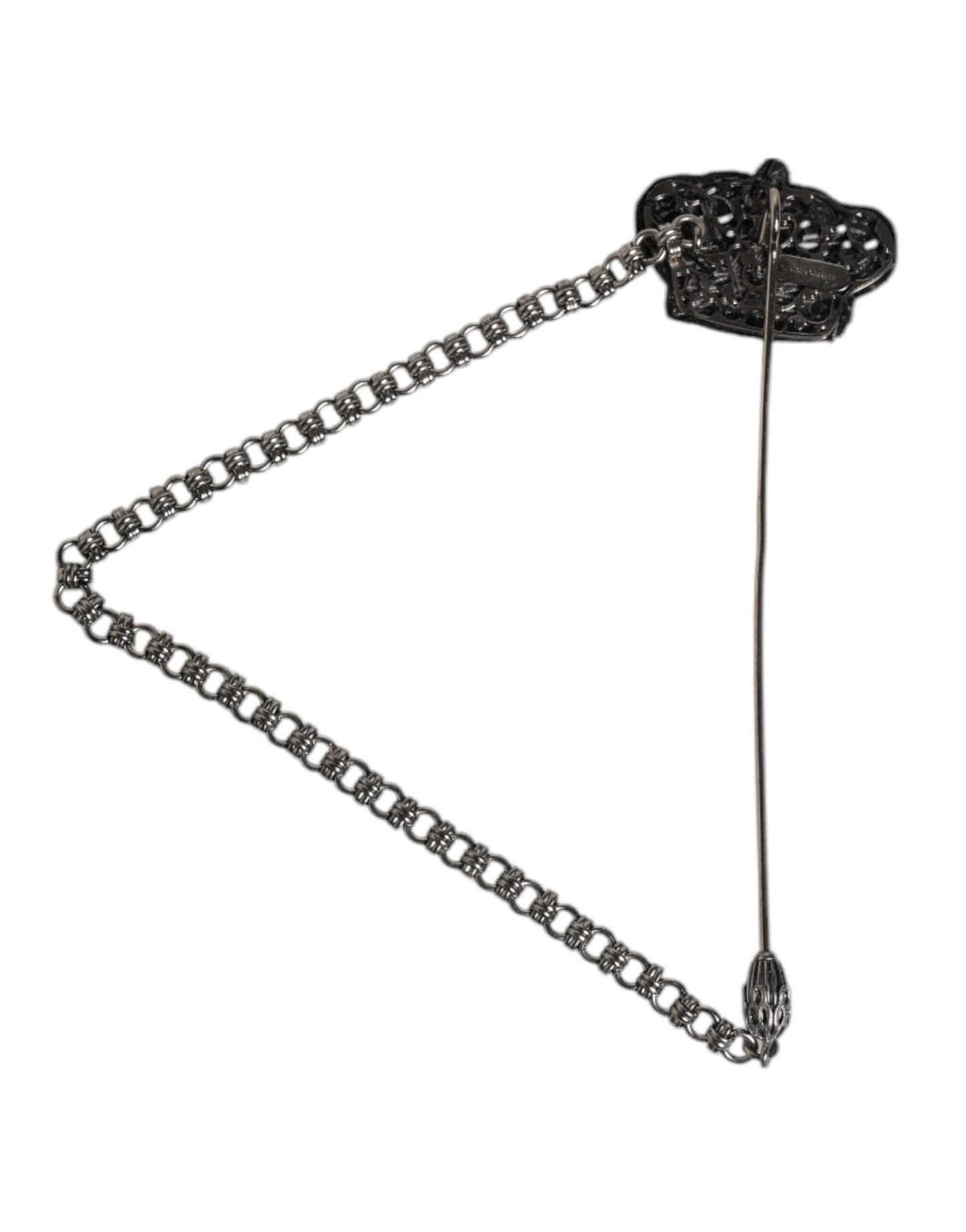 Dolce & Gabbana Silverfärgad Mässingskronakedja Dambrosch Kavajnål