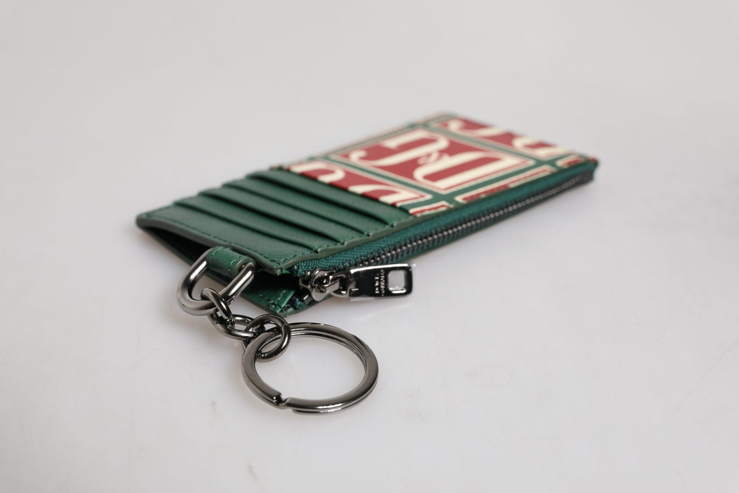 Dolce & Gabbana Grønn Kalveskinn Lommebok med Logotrykk og Monogram i Kortholder