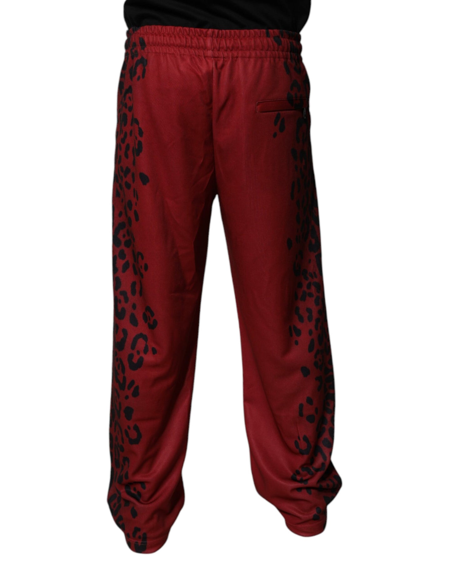 Dolce & Gabbana Röda Leopardmönstrade Polyester Herrjoggingbyxor