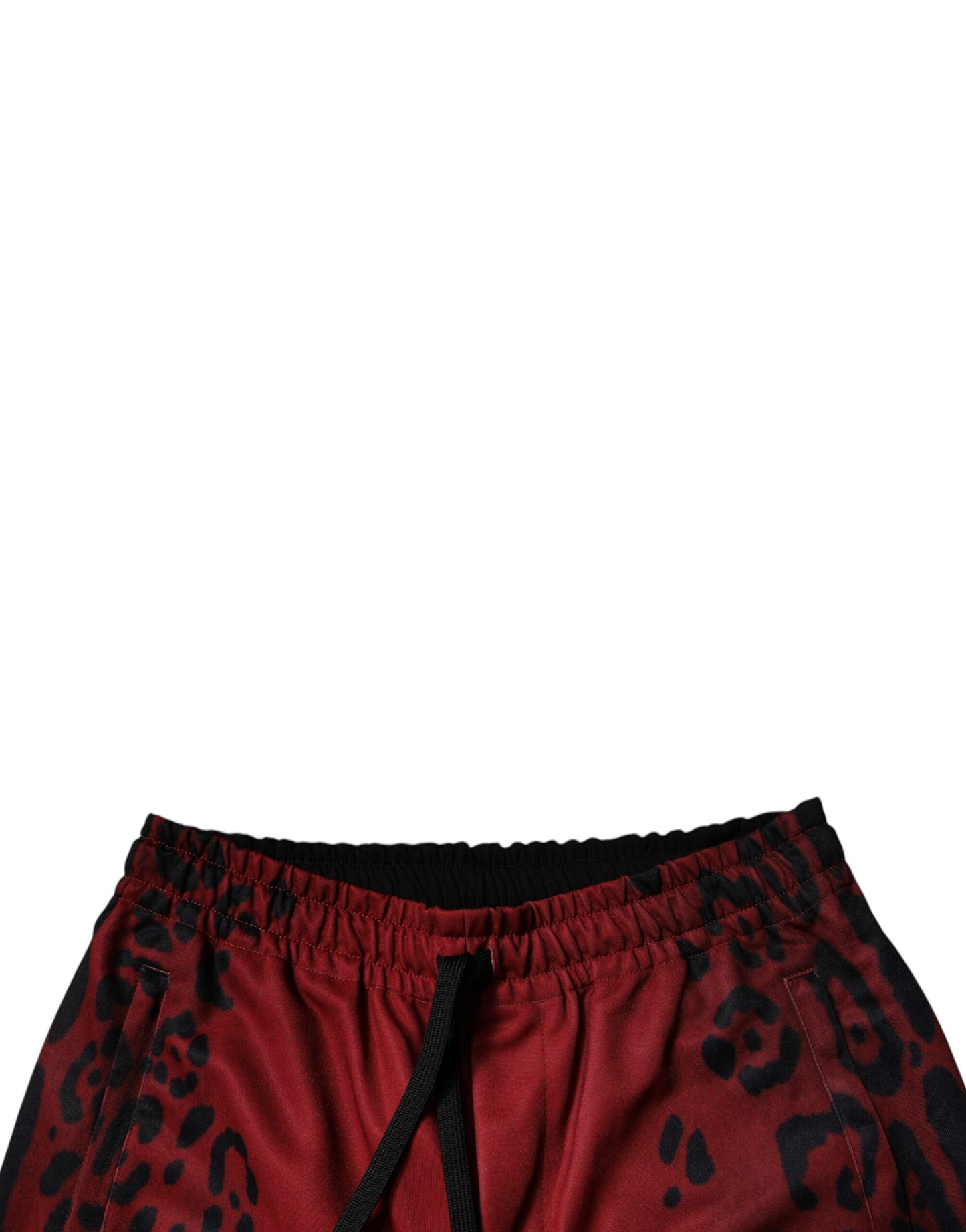 Dolce & Gabbana Röda Leopardmönstrade Polyester Herrjoggingbyxor