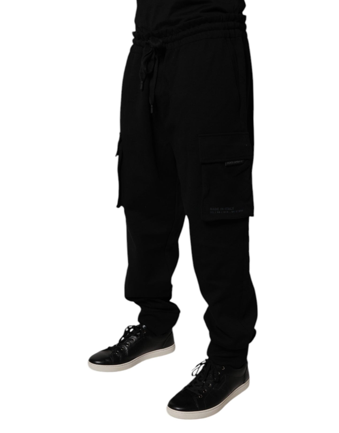 Dolce & Gabbana svarte bomullsjogger cargo joggebukser