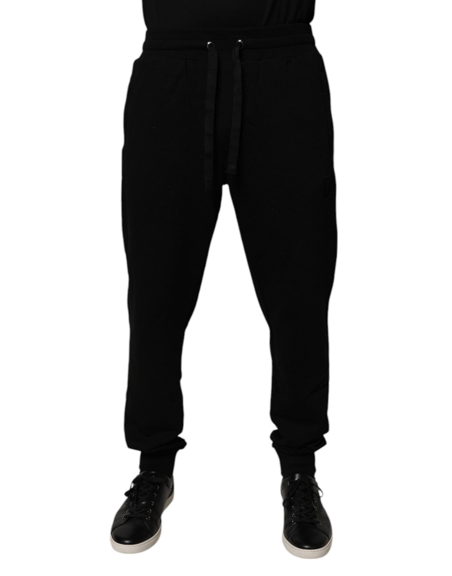 Dolce & Gabbana Svarte Bomulls Joggebukser med Høy Livslengde