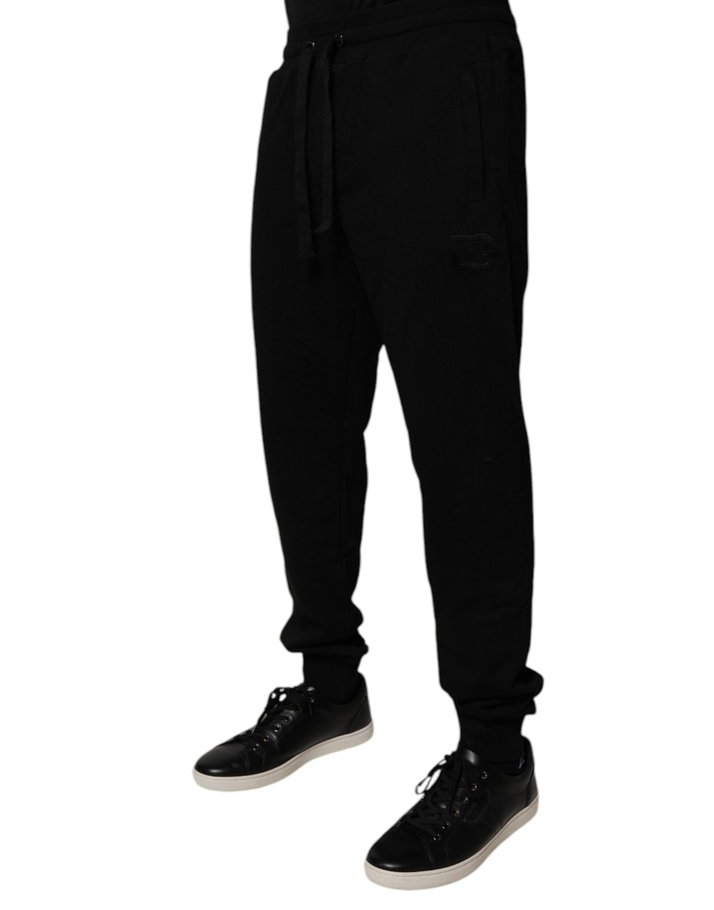 Dolce & Gabbana Svarte Bomulls Joggebukser med Høy Livslengde