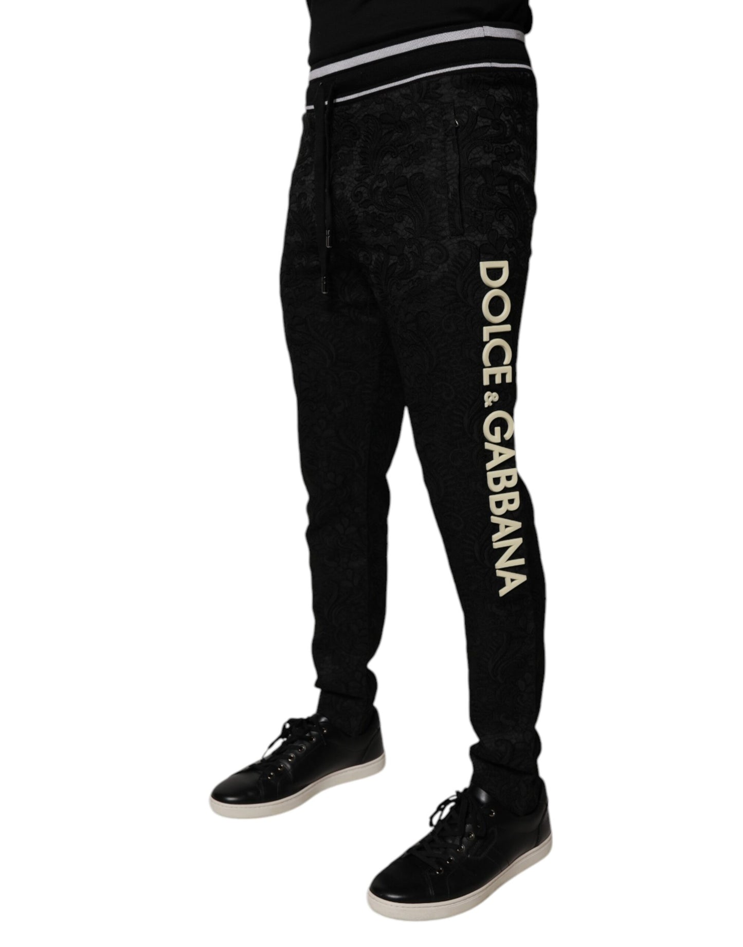 Dolce & Gabbana Svarta Joggerbyxor Med Mellanhög Midja Herr Träningsbyxor