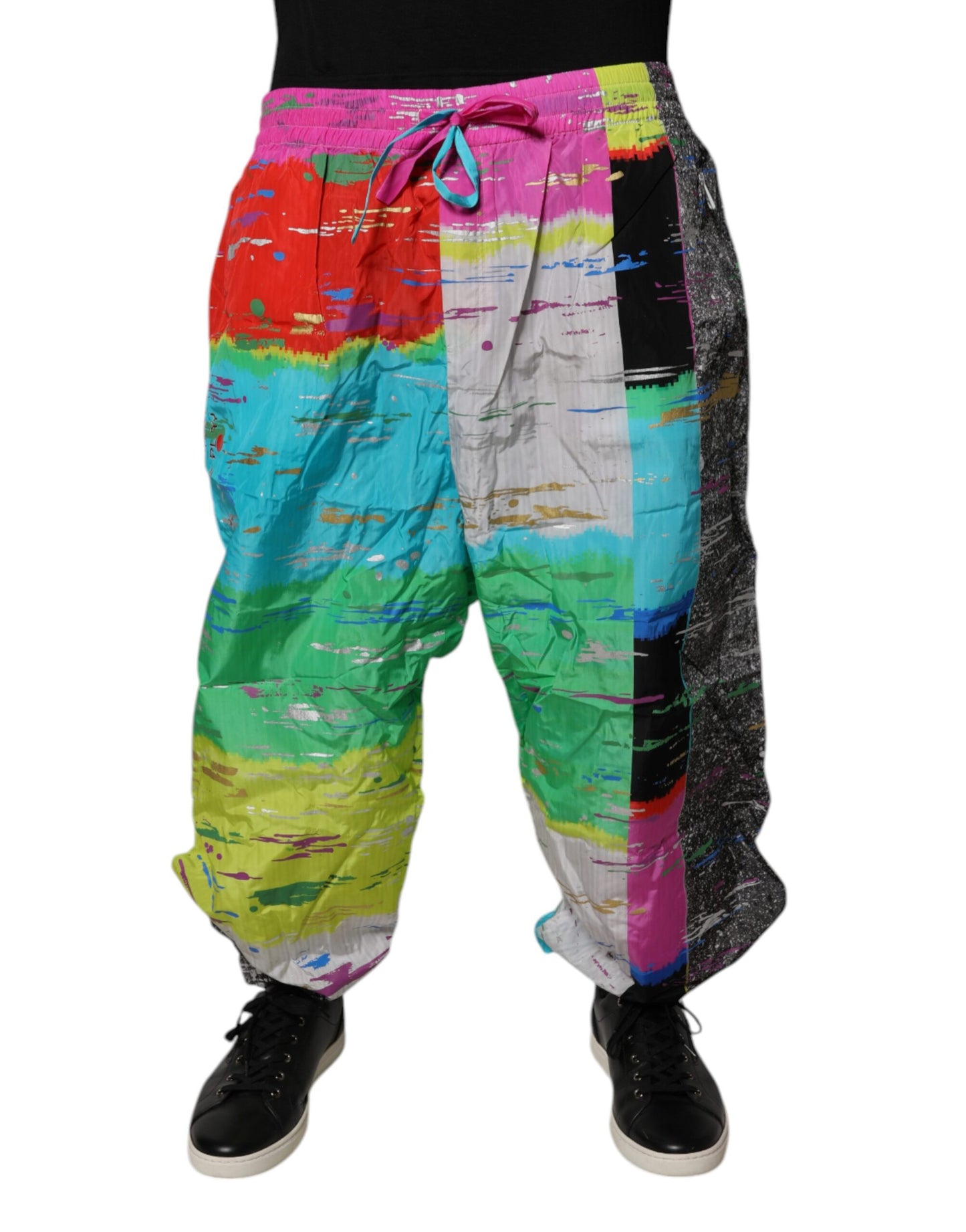 Dolce & Gabbana Flerfarget Patchwork Mid Waist Joggebukser Bukser