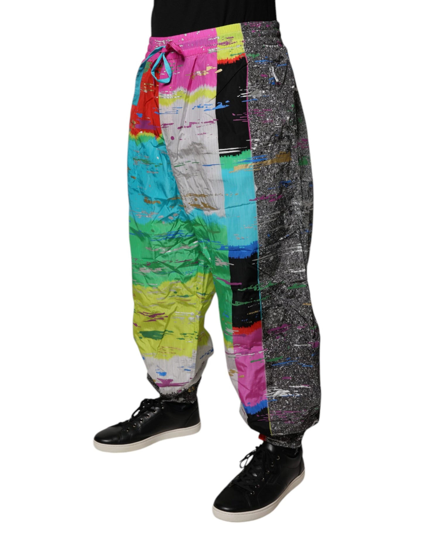 Dolce & Gabbana Flerfarget Patchwork Mid Waist Joggebukser Bukser