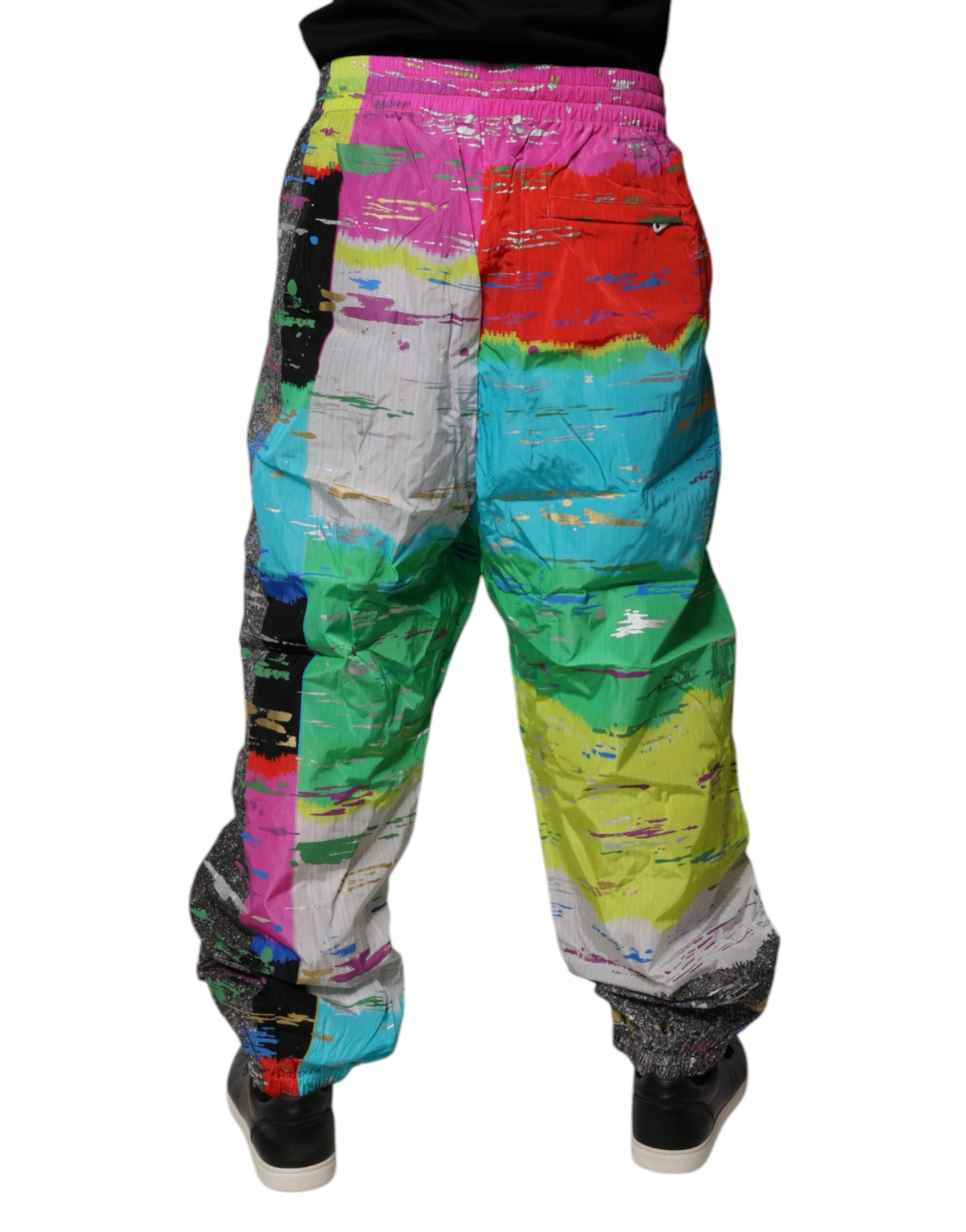 Dolce & Gabbana Flerfarget Patchwork Mid Waist Joggebukser Bukser