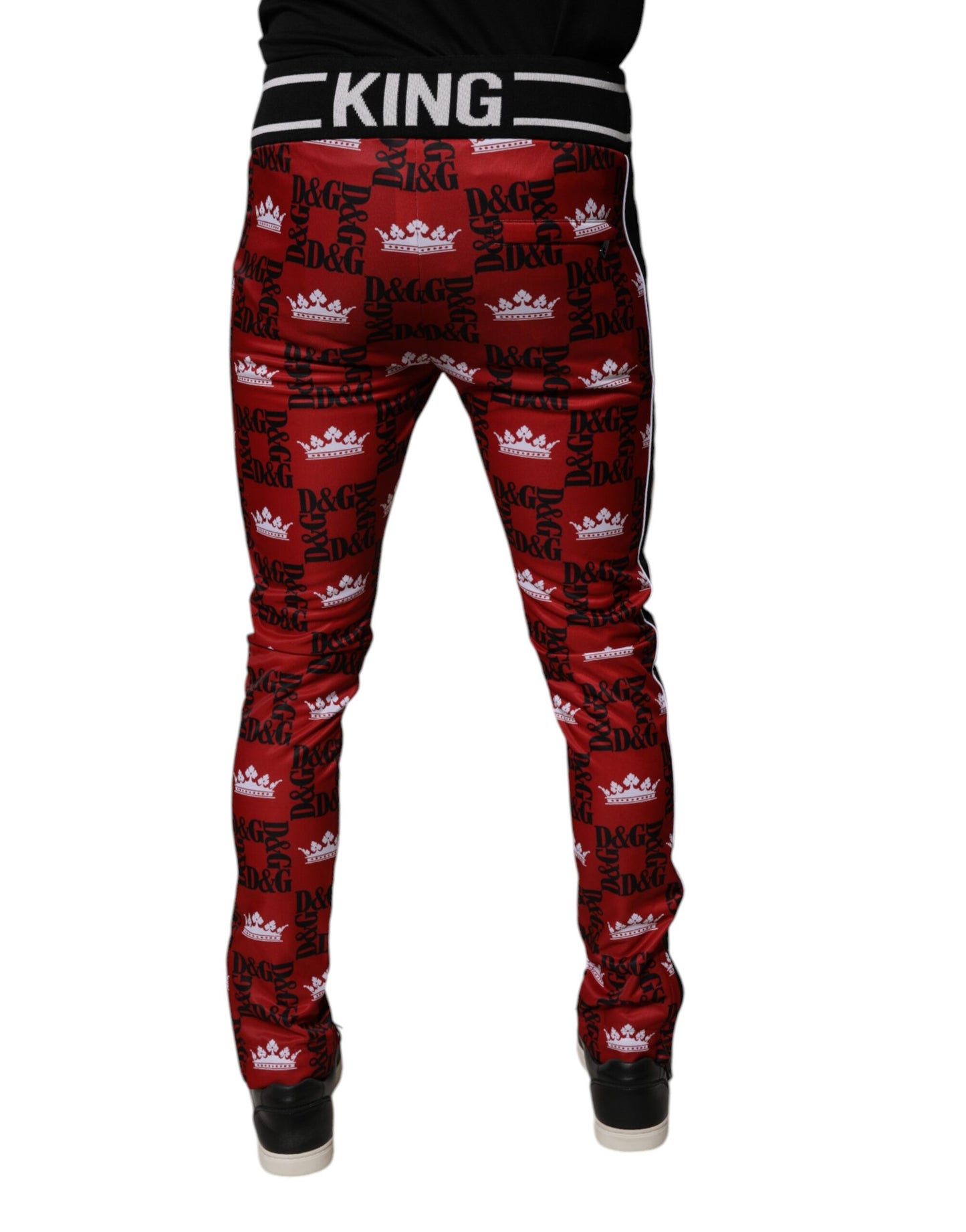 Dolce & Gabbana Röda Kronlogotyp Monogram Herr Träningsbyxor Byxor