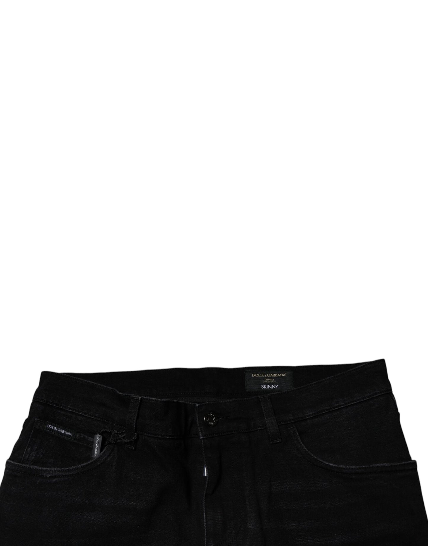 Dolce & Gabbana Svarta Ripped Cotton Skinny Herrjeans