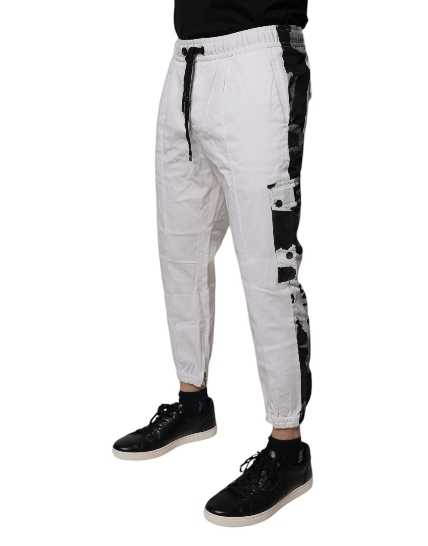 Dolce & Gabbana hvite bomulls cargo jogger joggebukser