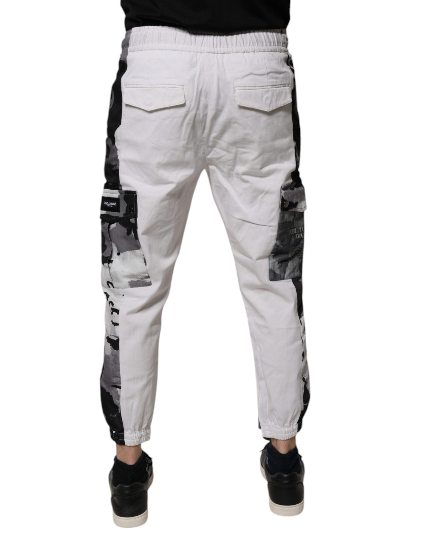 Dolce & Gabbana hvite bomulls cargo jogger joggebukser