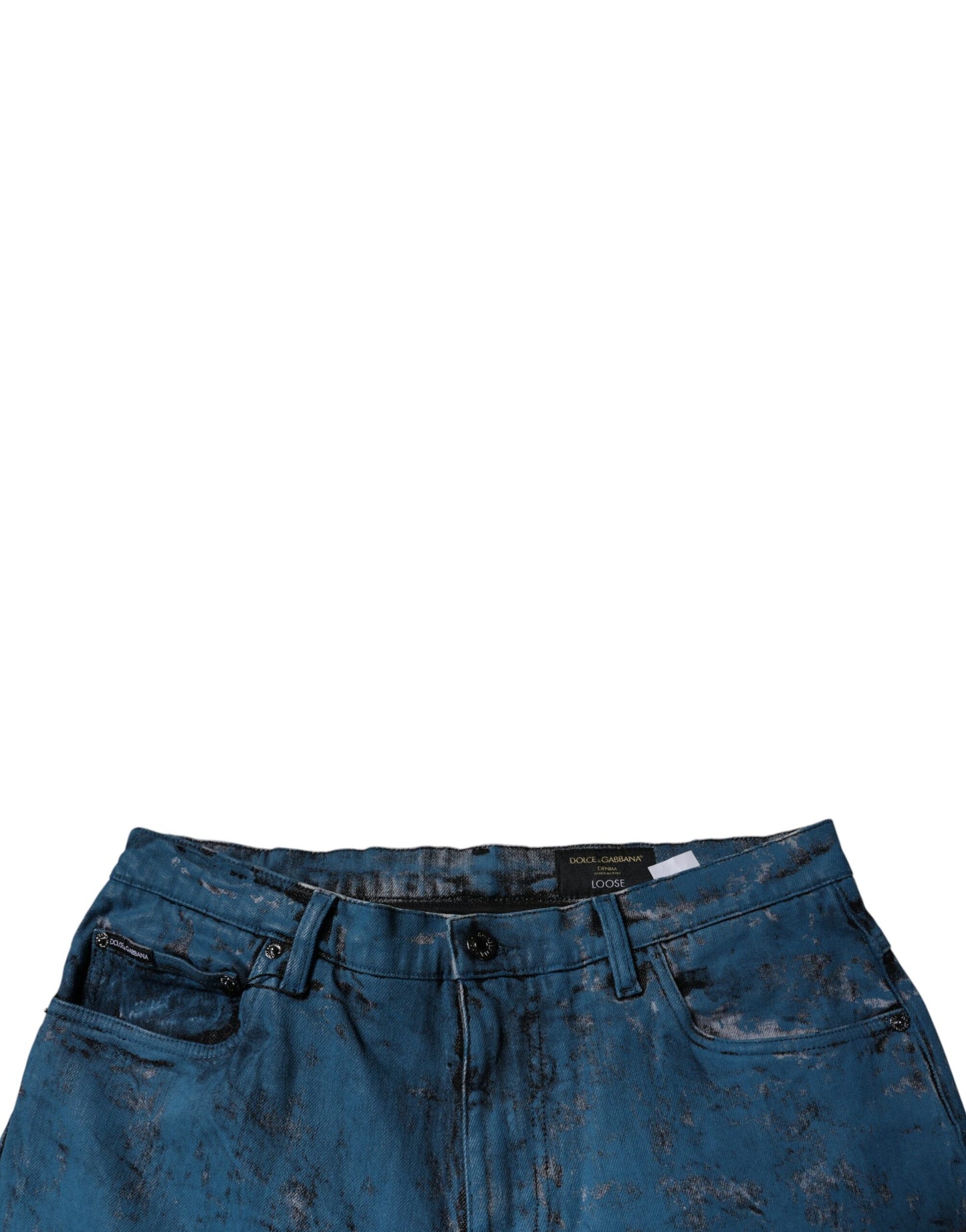 Dolce & Gabbana Blå Tie Dye Bomull Skinny Herrjeans