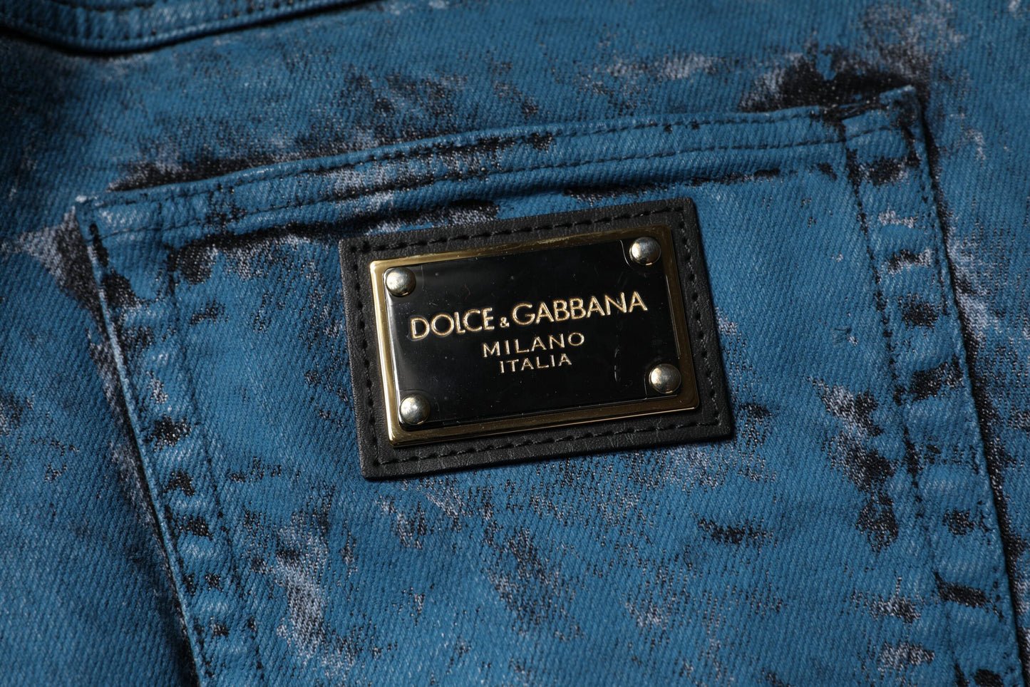 Dolce & Gabbana Blå Tie Dye Bomull Skinny Herrjeans