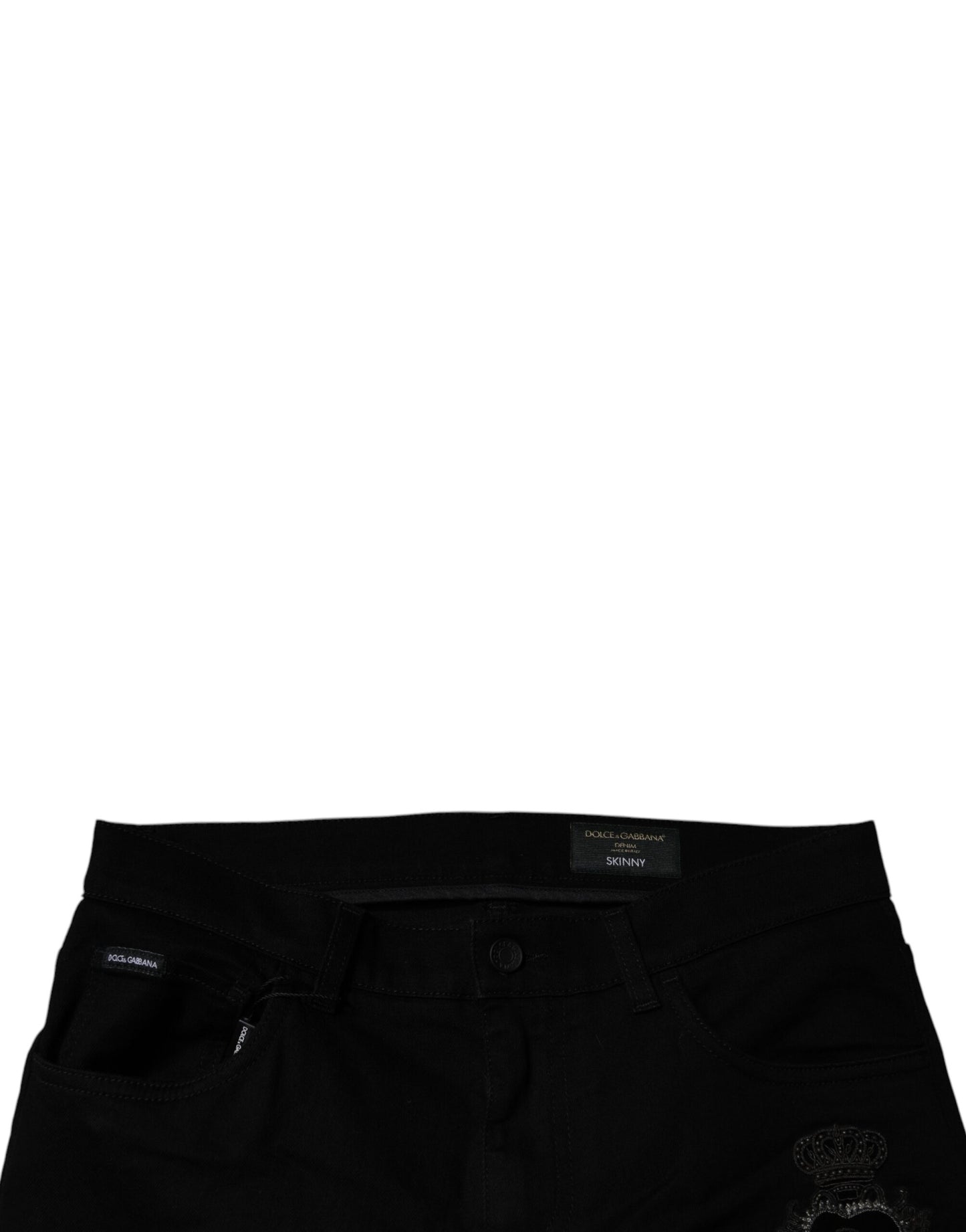 Dolce & Gabbana svarta Sacred Heart bomulls skinny denimjeans