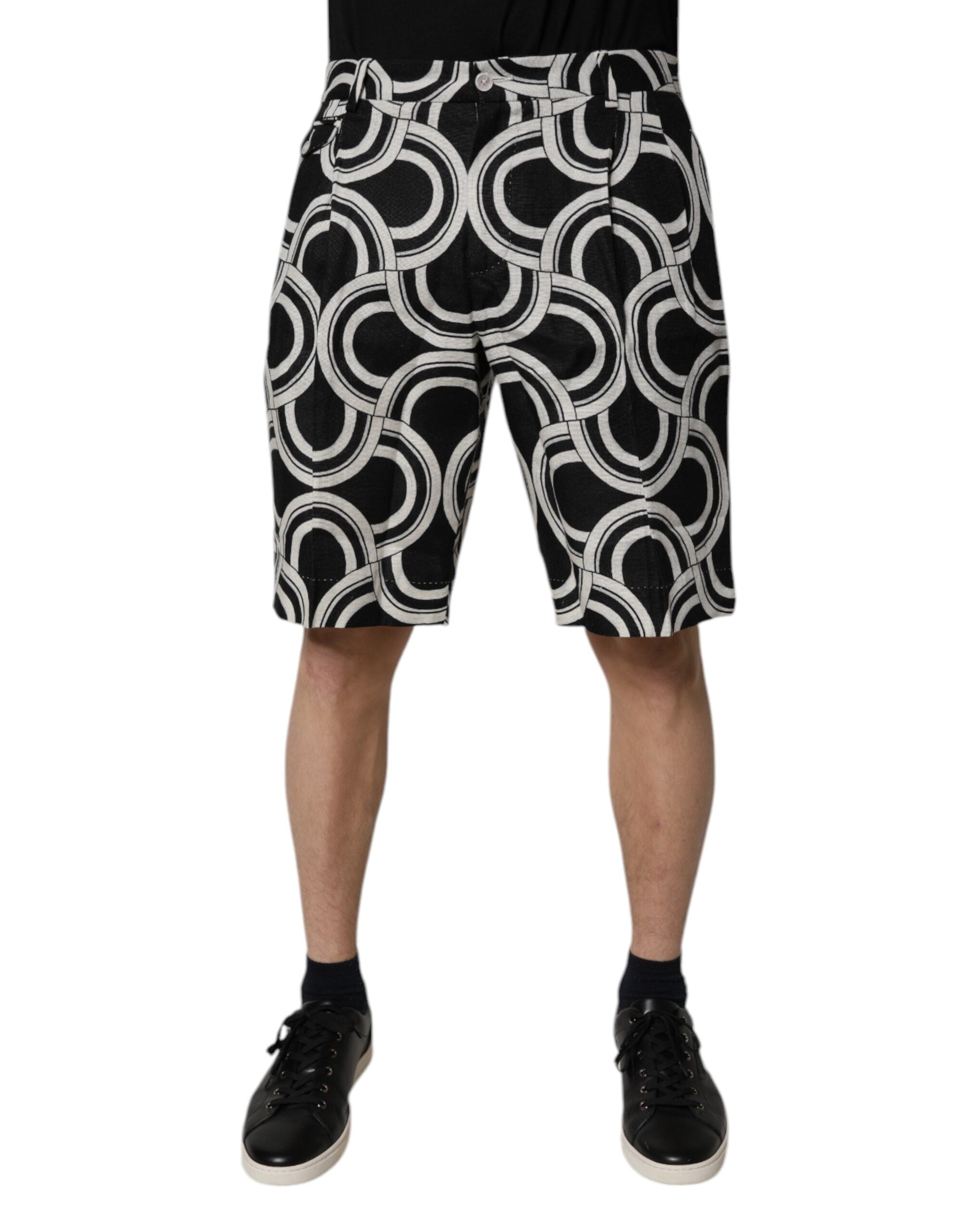 Svarta vita linnebermudashorts