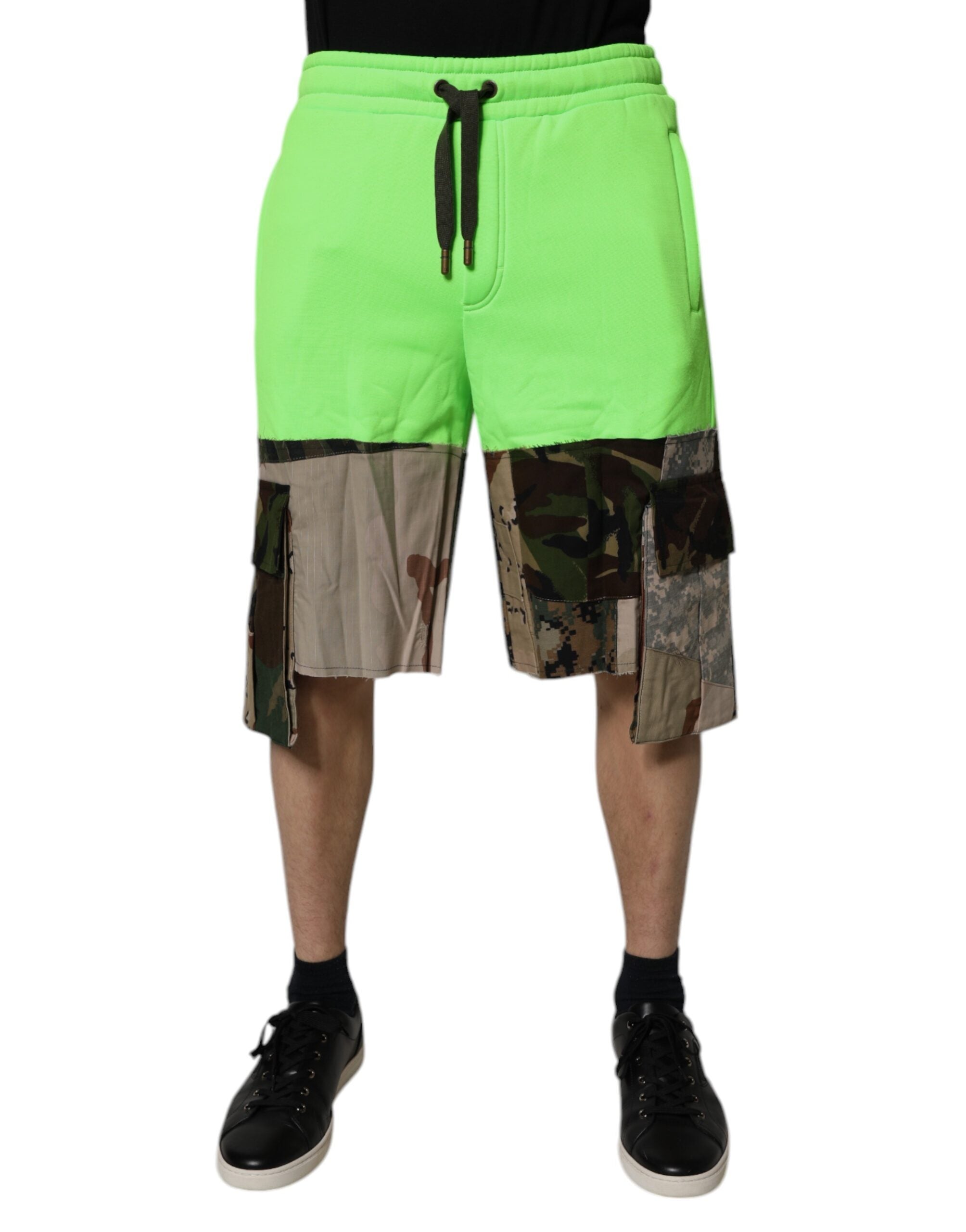 Gröna Patchwork Camouflage Herr Cargo Shorts