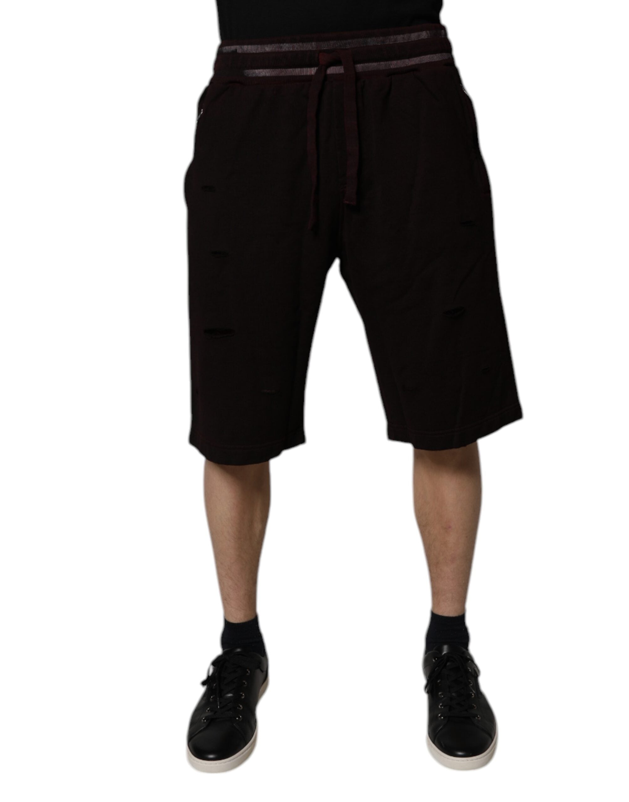 Rödbruna bomullsbermudashorts med logotyp och plakett