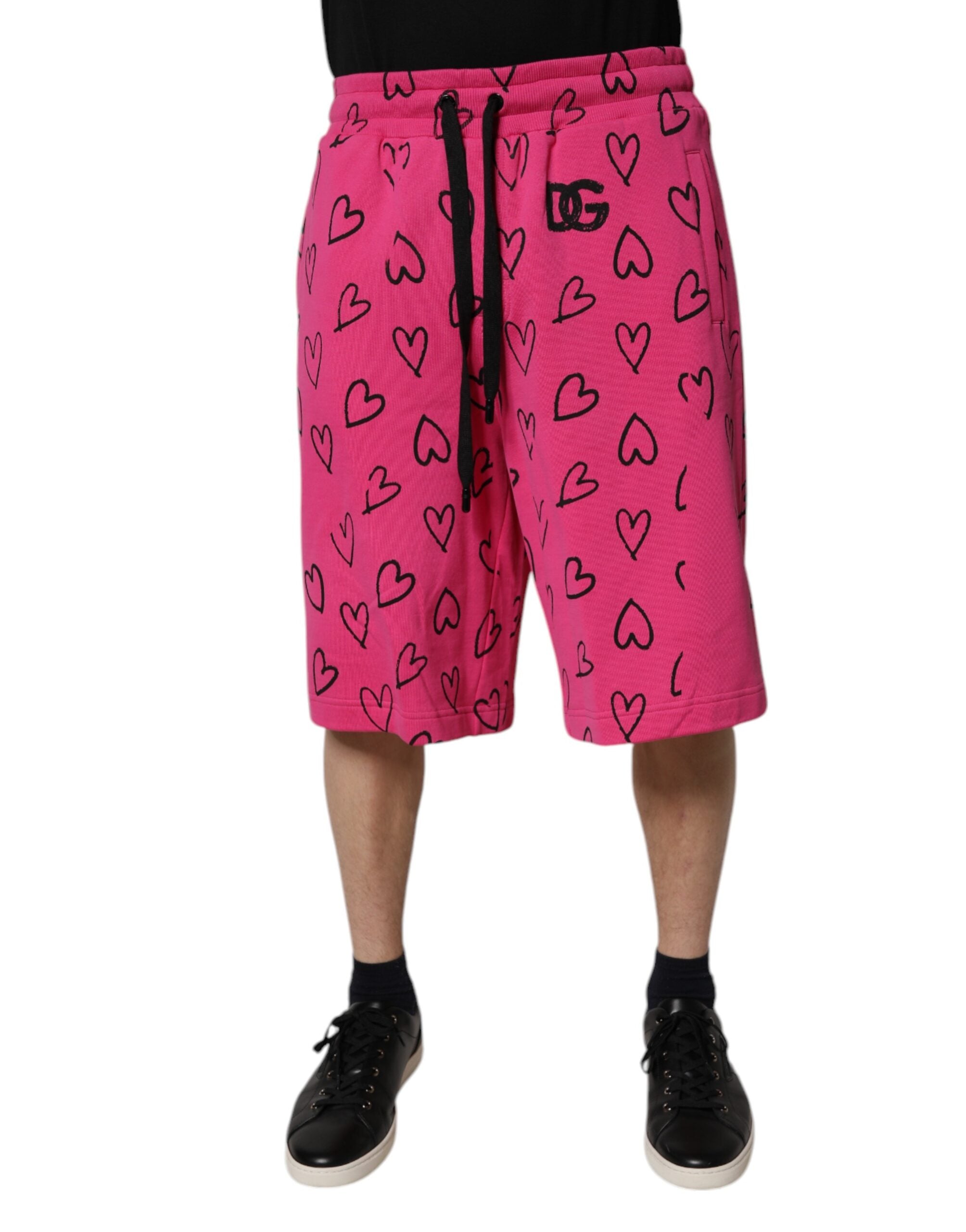Rosa Bermudashorts i bomull med hjärtmönster
