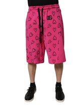Dolce & Gabbana Pink Cotton Heart Print Bermuda Shorts