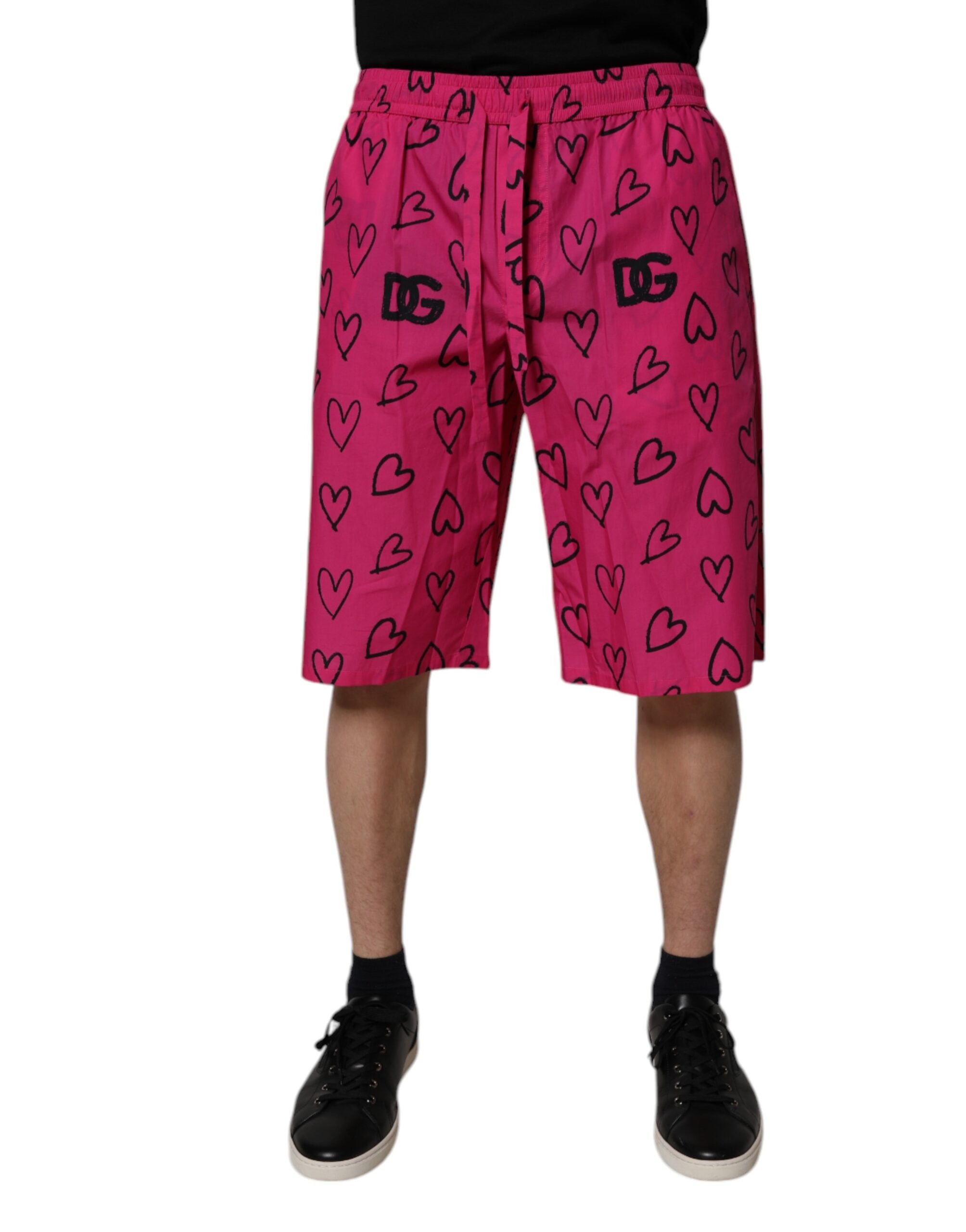 Rosa Bermudashorts i bomull med hjärtmönster