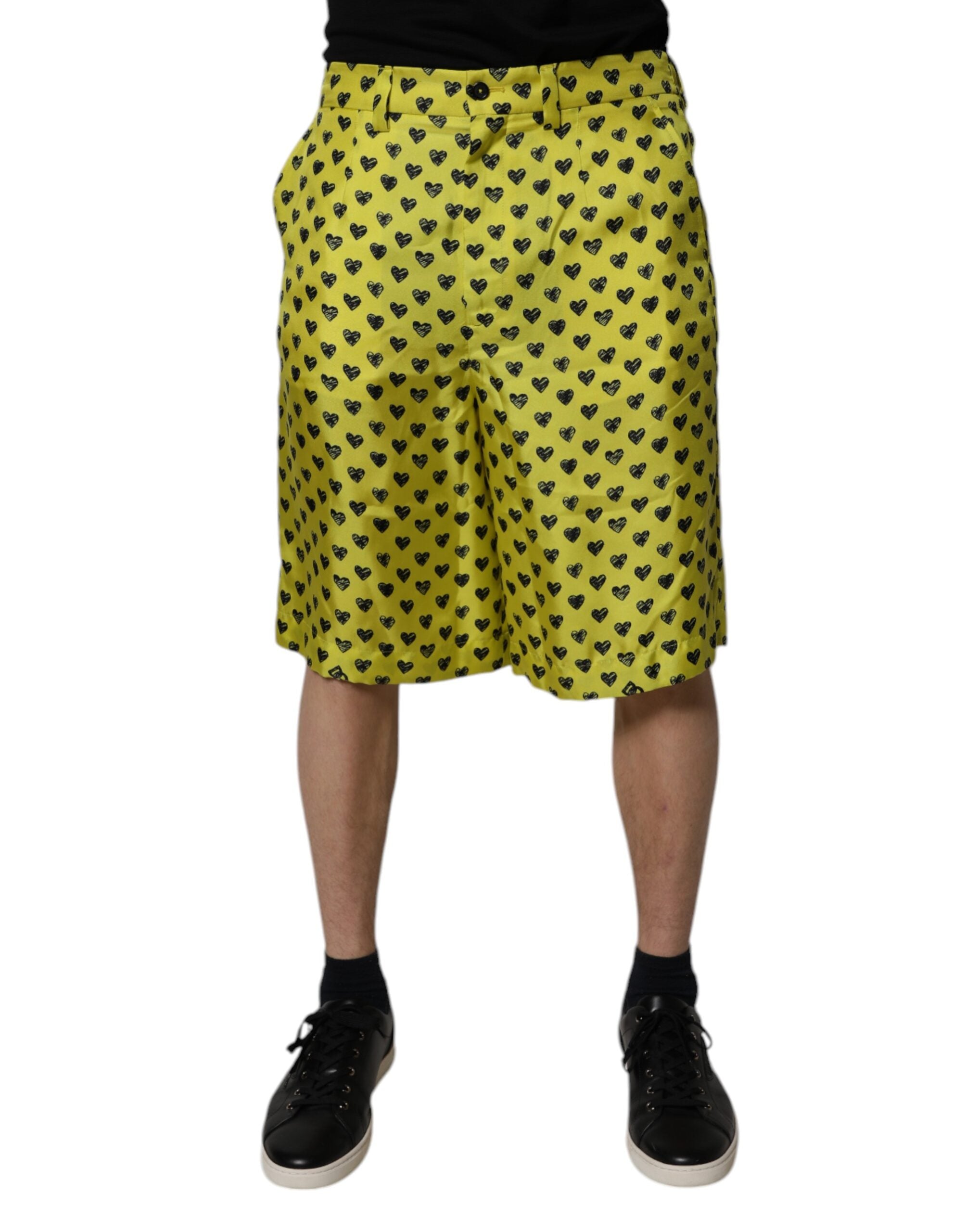 Gröna Bermudashorts i Siden med Hjärtmönster