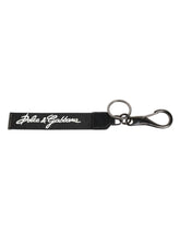 Dolce & Gabbana Black White DG Logo Silver Men Keychain Polyester Keyring