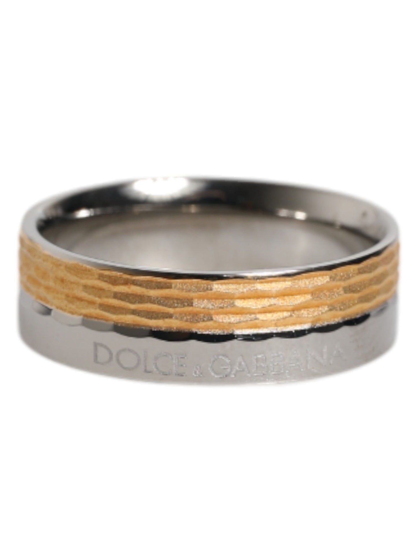 Dolce & Gabbana Gull- og sølvfarget ring i ekte messing med DG-logo