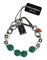Dolce & Gabbana Silverfärgat Mässingspärlarmband med Tärningar och Logotyputsmyckning