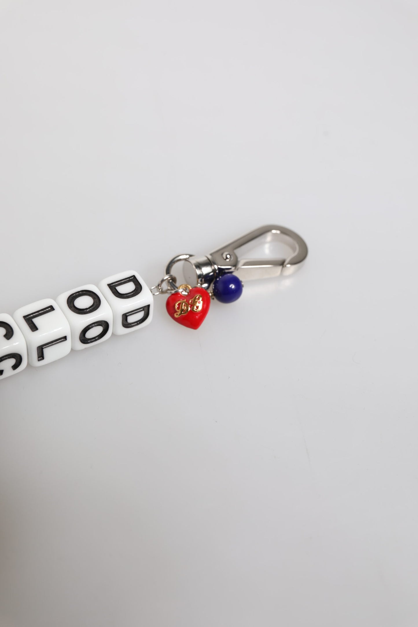 Dolce & Gabbana Silver Brass Chain Dice Logo Embellished Charm Bracelet