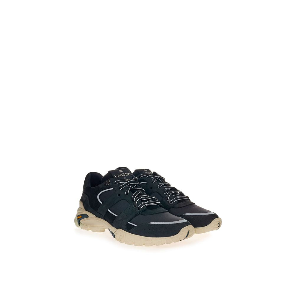 Lardini joggesko i sort semsket skinn
