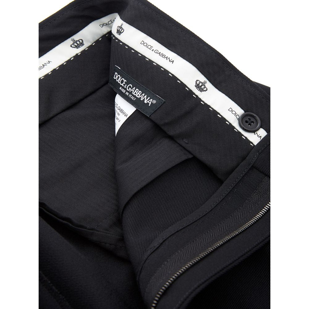 Dolce & Gabbana Eleganta Polyester Svarta Byxor för Herr