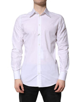 Dolce & Gabbana White Cotton GOLD Dress Formal Shirt