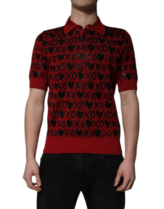 Dolce & Gabbana Röd Bomull XOXO Kragepolo T-shirt