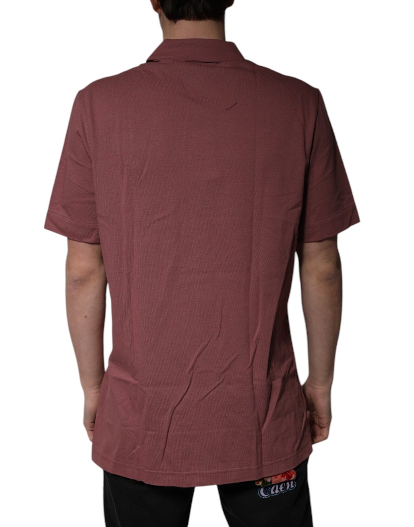 Dolce & Gabbana Mörkrosa Button Down Casual Polo Herrskjorta