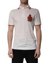 Dolce & Gabbana White Cotton Logo Collared Polo Men T-shirt