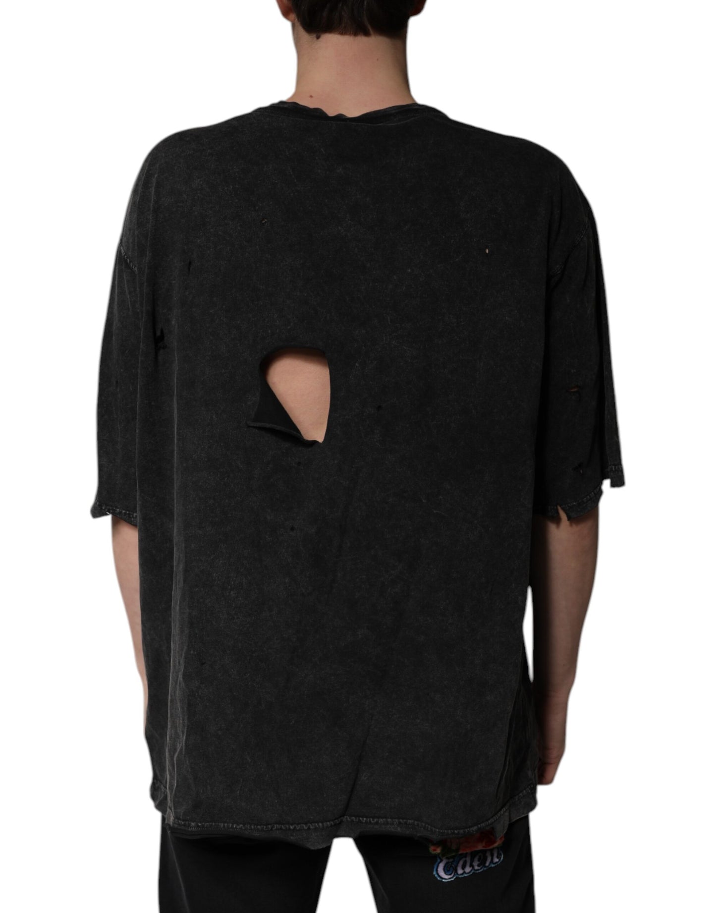 Dolce & Gabbana svart grafisk trykk bomulls-T-skjorte med rund hals