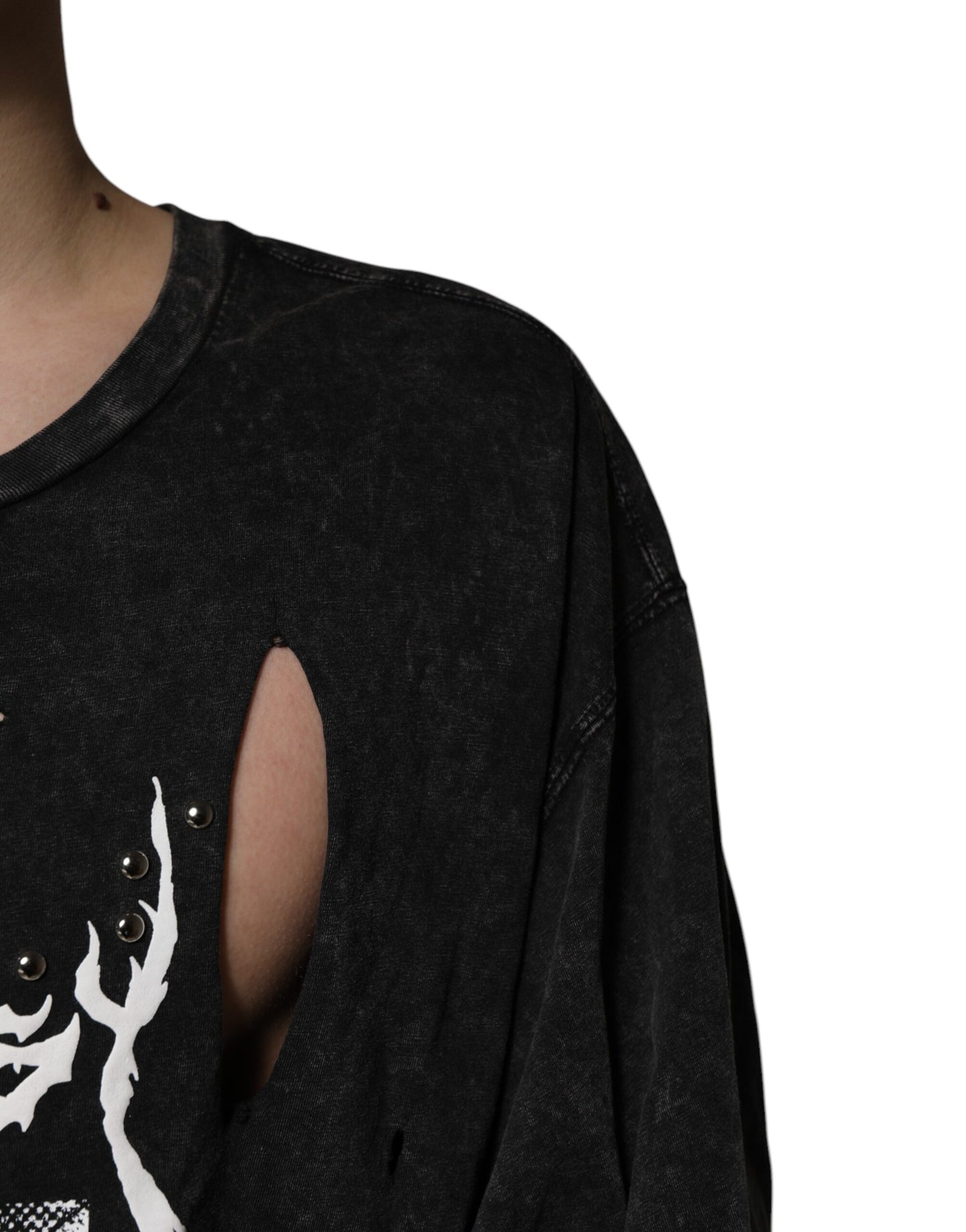 Dolce & Gabbana svart grafisk trykk bomulls-T-skjorte med rund hals